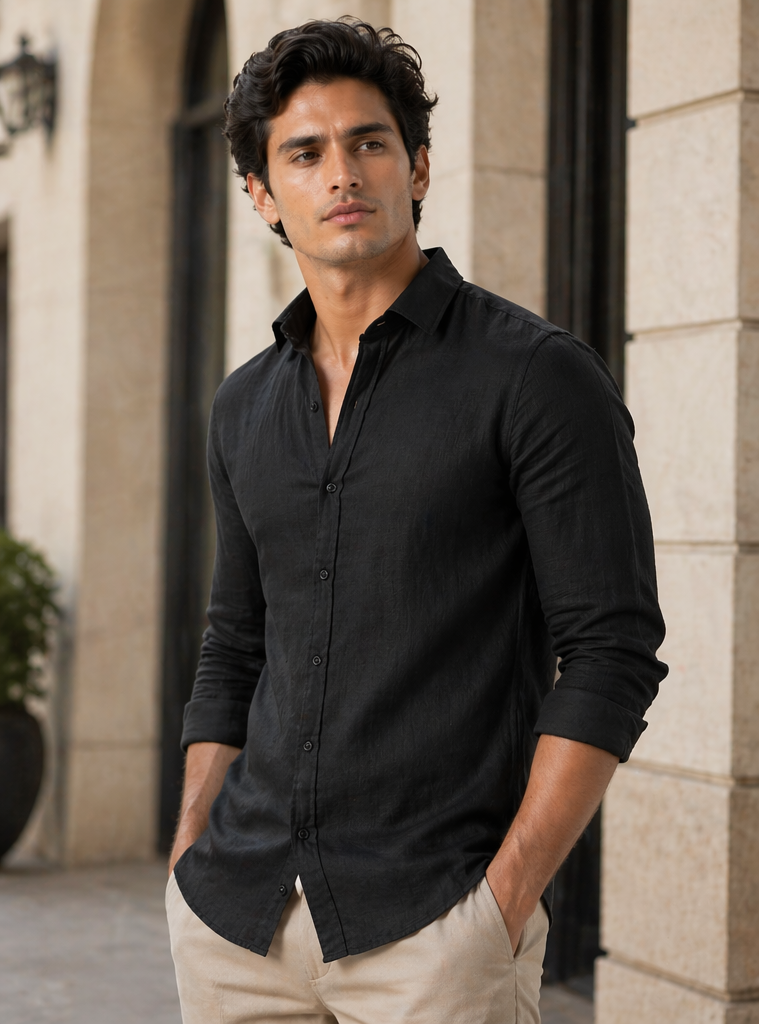 Alpha Wears Premium Linen Slim Fit Shirt – Classic White