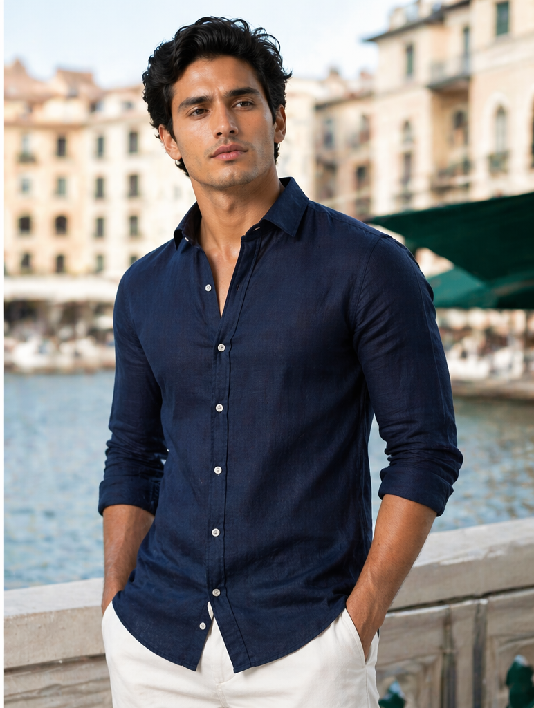 Alpha Wears Premium Linen Slim Fit Shirt – Classic White