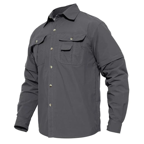 EKLENTSON Training Shirts Men Summer Quick Dry Convertible Shirts Long Sleeve Lightweight Hiking Camping Travel Shirts
