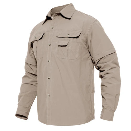 EKLENTSON Training Shirts Men Summer Quick Dry Convertible Shirts Long Sleeve Lightweight Hiking Camping Travel Shirts