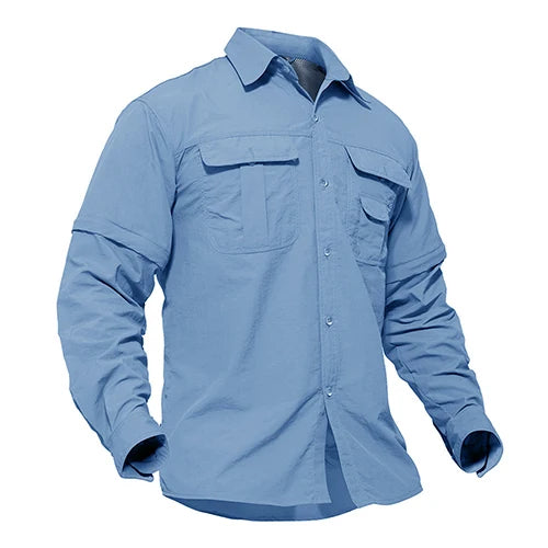 EKLENTSON Training Shirts Men Summer Quick Dry Convertible Shirts Long Sleeve Lightweight Hiking Camping Travel Shirts