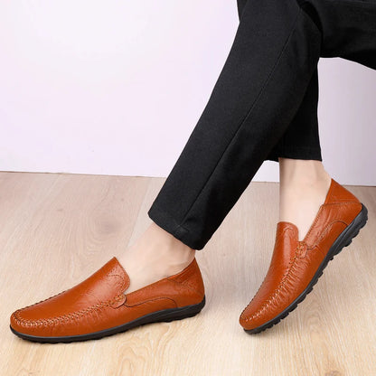 CLOHOO Men's Business Casual Shoes Leather Stitching Comfortable Breathable Rubber Bottom Second Layer Cowhide