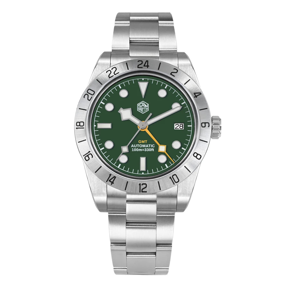 San Martin New 39mm NH34 BB GMT Automatic Mechanical Watch Sport Watch Sapphire Luminous Waterproof 100m for Men Relogio SN0054
