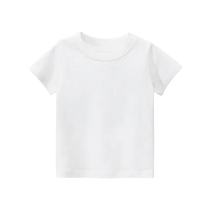 T shirt For Mens & Kids Cotton Short Sleeve Boy Tshirt Solid Color Black White Gray Mens Clothing 2-19 Year