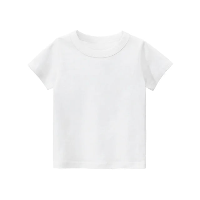 T shirt For Mens & Kids Cotton Short Sleeve Boy Tshirt Solid Color Black White Gray Mens Clothing 2-19 Year