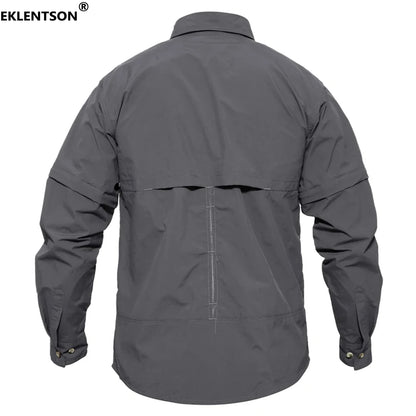 EKLENTSON Training Shirts Men Summer Quick Dry Convertible Shirts Long Sleeve Lightweight Hiking Camping Travel Shirts