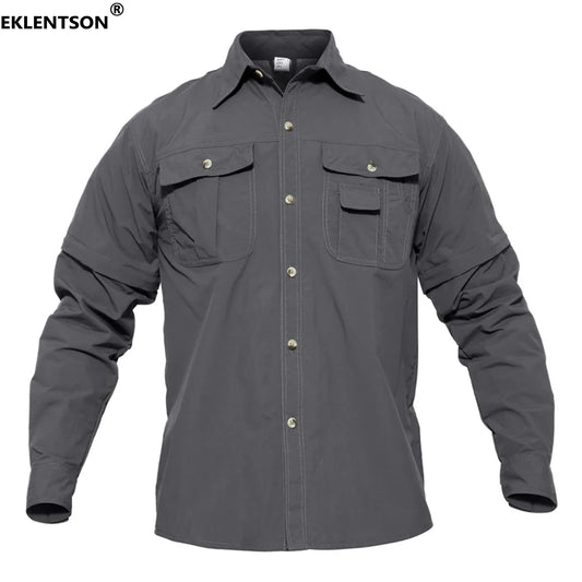 EKLENTSON Training Shirts Men Summer Quick Dry Convertible Shirts Long Sleeve Lightweight Hiking Camping Travel Shirts