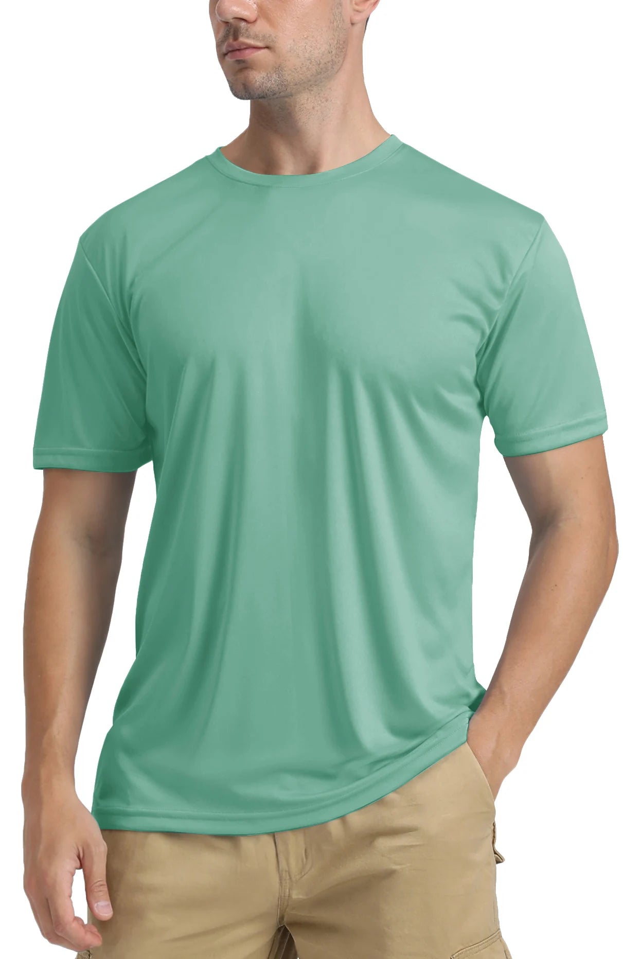 TACVASEN UPF 50+ Soft Summer T-shirts Men's Anti-UV Skin Sun Protection Performance Shirts Gym Sports Casual Fishing Tee Tops