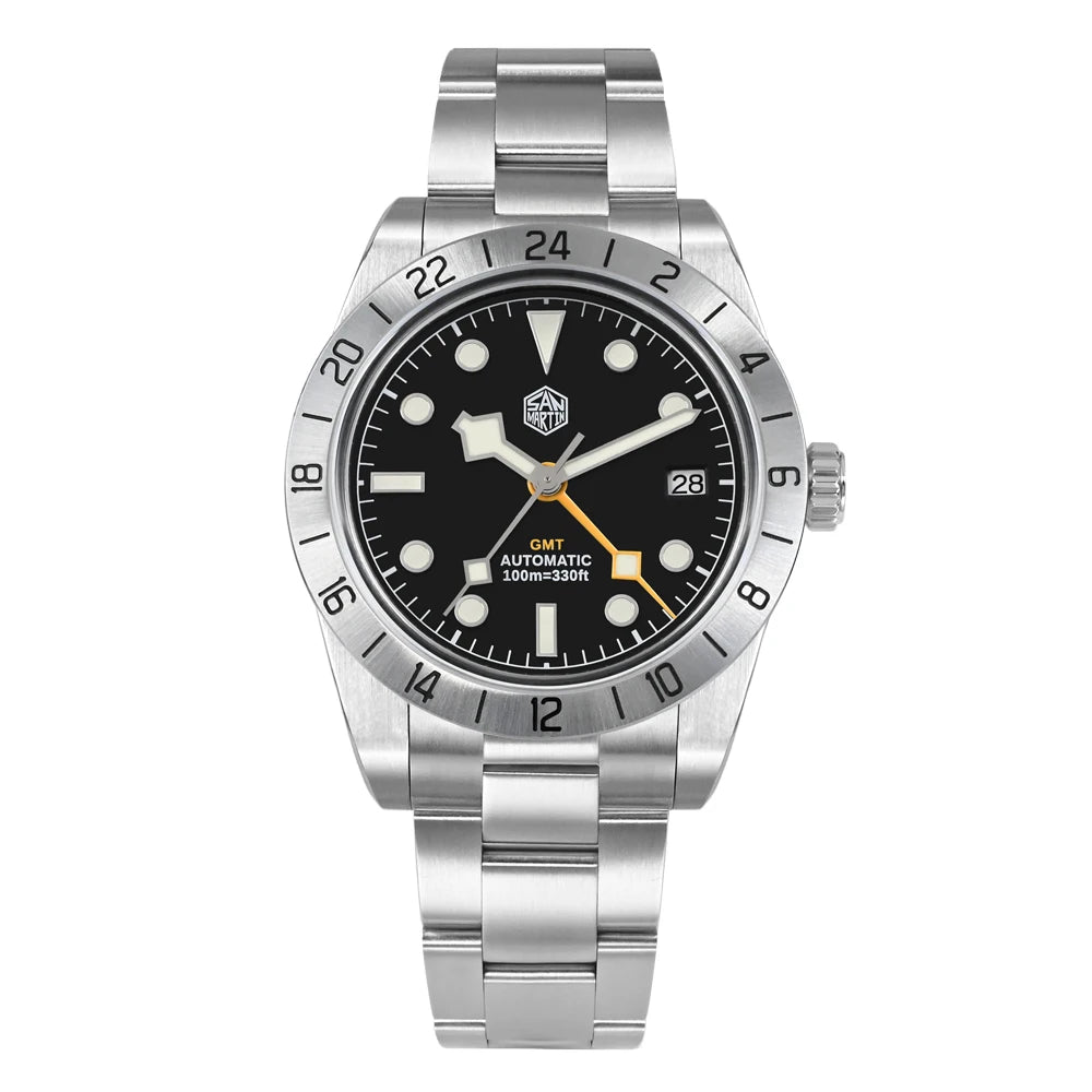 San Martin New 39mm NH34 BB GMT Automatic Mechanical Watch Sport Watch Sapphire Luminous Waterproof 100m for Men Relogio SN0054