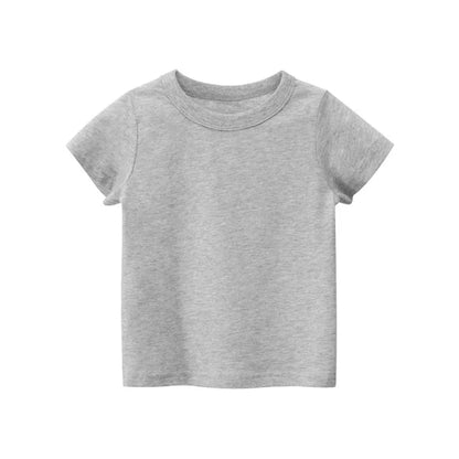 T shirt For Mens & Kids Cotton Short Sleeve Boy Tshirt Solid Color Black White Gray Mens Clothing 2-19 Year