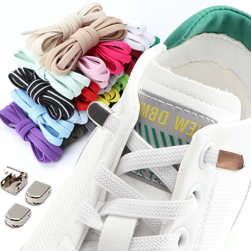 No Tie Elastic Shoe Laces One Size Fits All Adult Shoes Shoelaces for Sneakers Shoelace Tieless Flat Expand Shoestrings
