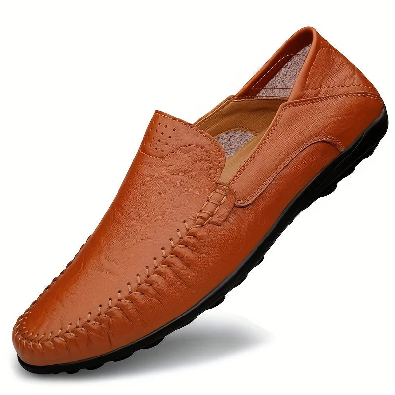 CLOHOO Men's Business Casual Shoes Leather Stitching Comfortable Breathable Rubber Bottom Second Layer Cowhide