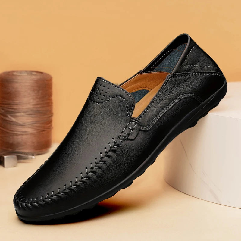 CLOHOO Men's Business Casual Shoes Leather Stitching Comfortable Breathable Rubber Bottom Second Layer Cowhide