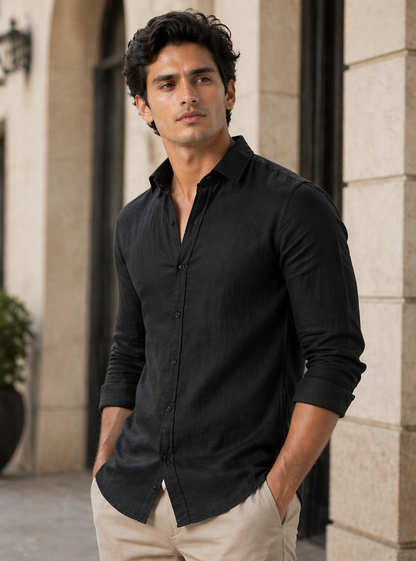 Alpha Wears Premium Linen Slim Fit Shirt – Classic White