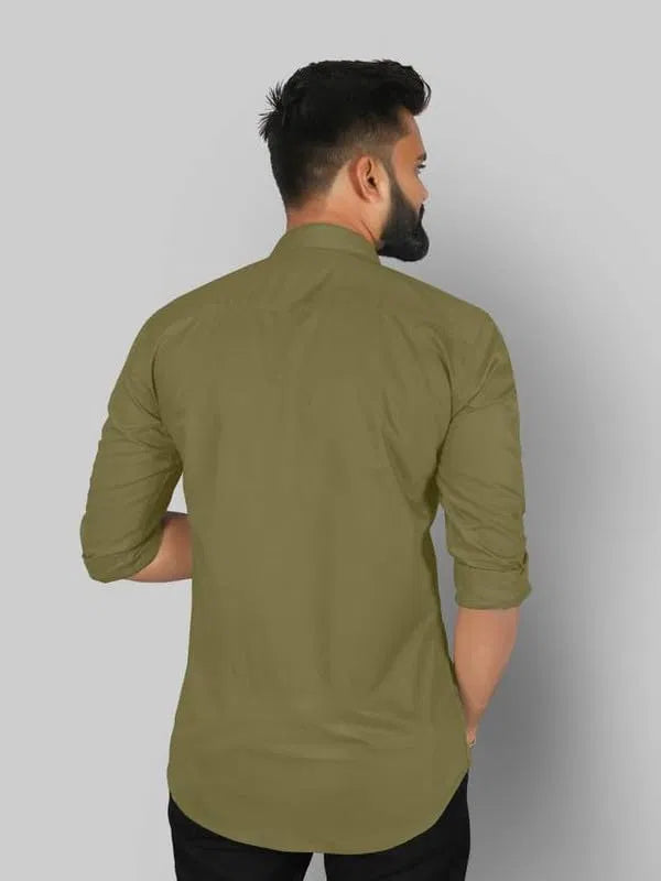Men’s Mehandi Slim Fit Formal & Casual Shirt Full Sleeve Solid Shirt
